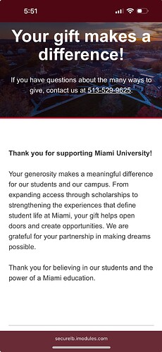 Miami University - Give online – Finish
